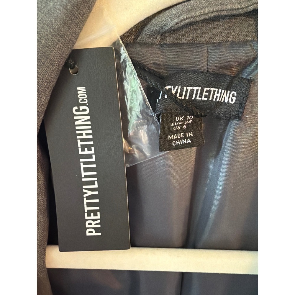 PrettyLittleThing Charcoal Grey Oversized Blazer Jacket US 6 UK 10 NWT Academia - Picture 3 of 10